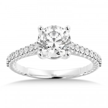 Lab Grown Rope Diamond Accented Engagement Ring 18k White Gold (0.23ct)