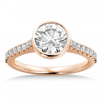 Bezel Set Diamond Accented Engagement Ring 14k Rose Gold (0.23ct)