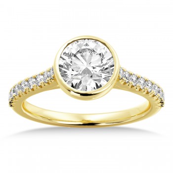 Bezel Set Diamond Accented Engagement Ring 14k Yellow Gold (0.23ct)