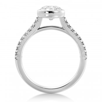 Lab Grown Bezel Set Diamond Accented Engagement Ring 14k White Gold (0.23ct)