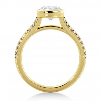 Lab Grown Bezel Set Diamond Accented Engagement Ring 18k Yellow Gold (0.23ct)