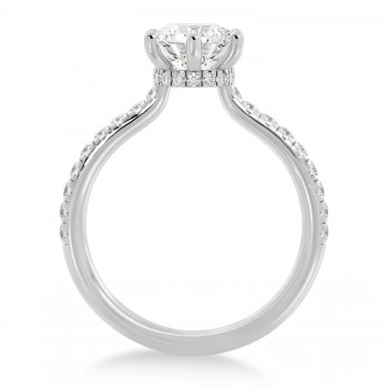 Diamond Hidden Halo 6 Prong Engagement Ring 18k White Gold (0.35ct)