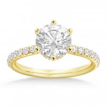 Lab Grown Diamond Hidden Halo 6 Prong Engagement Ring 14k Yellow Gold (0.35ct)