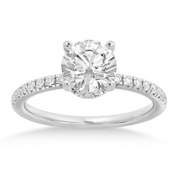 Diamond Pave' Hidden Halo Engagement Ring 14k White Gold (0.33ct)