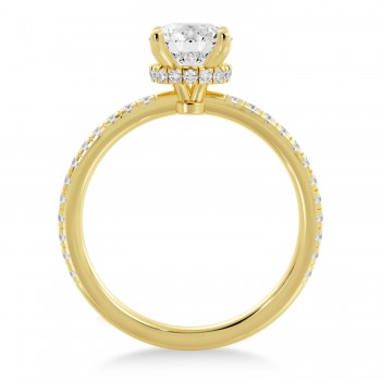 Diamond Pave' Hidden Halo Engagement Ring 14k Yellow Gold (0.33ct)