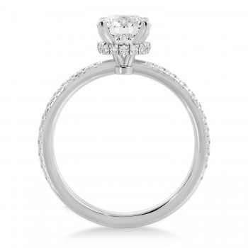Diamond Pave' Hidden Halo Engagement Ring 18k White Gold (0.33ct)