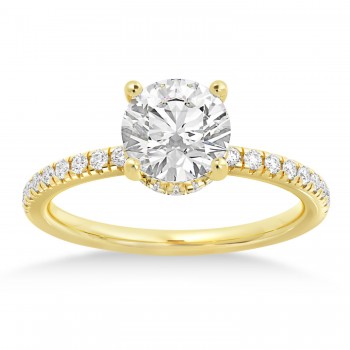 Diamond Pave' Hidden Halo Engagement Ring 18k Yellow Gold (0.33ct)