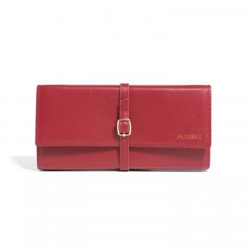 Allurez Foldable Jewelry Travel Organizer Red Vegan Leather