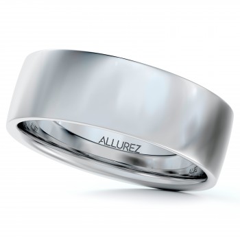 Men's Wedding Ring Low Dome Comfort-Fit in 14k White Gold (6mm)