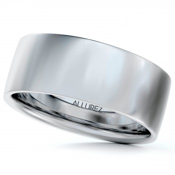 Men's Wedding Band Low Dome Comfort-Fit in 14k White Gold (7 mm)