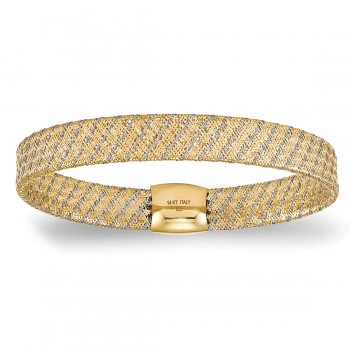 Flexible Woven Stretch Luxe Bangle Bracelet 14k Two-Tone Gold