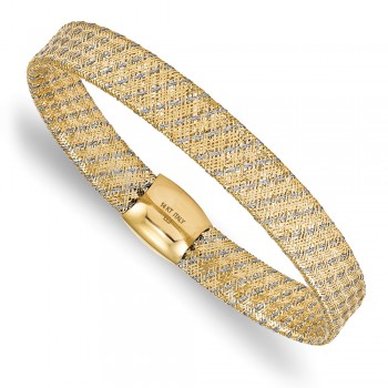 Flexible Woven Stretch Luxe Bangle Bracelet 14k Two-Tone Gold