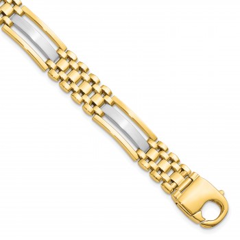 Men's Polished & Satin Fancy Rolex Link Bracelet 14k Two-Tone Gold