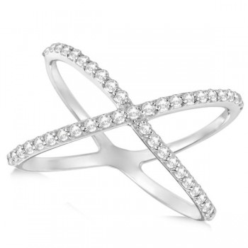 X Shaped Lab Grown Diamond Ring 14k White Gold 0.50ct