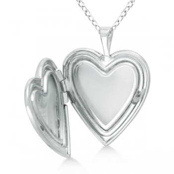 Heart Shaped Butterfly Design Pendant Locket Sterling Silver