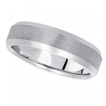 Comfort-Fit Carved Wedding Band in 14k White Gold (6mm)