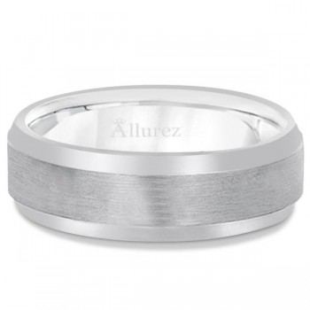 Comfort-Fit Carved Wedding Band in 14k White Gold (7mm)