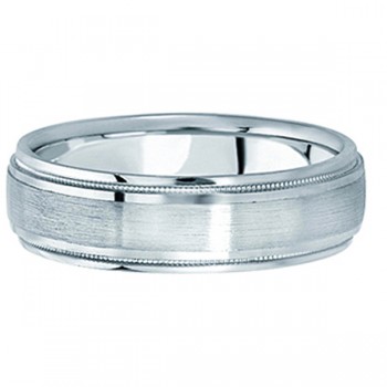 Carved Wedding Band in 14k White Gold For Men (5mm)