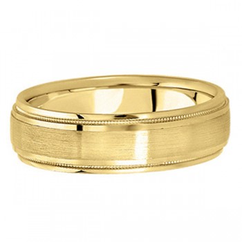 Carved Wedding Band in 18k Yellow Gold For Men (5mm)