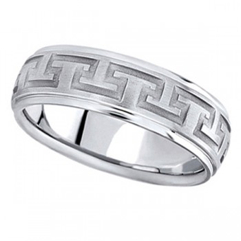 Men's Diamond Cut Carved Palladium Wedding Band (7mm)