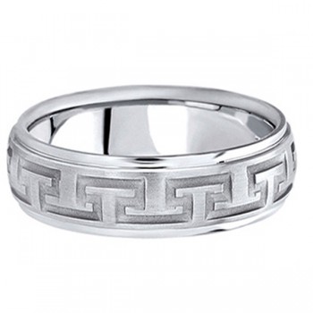 Men's Diamond Cut Carved Palladium Wedding Band (7mm)