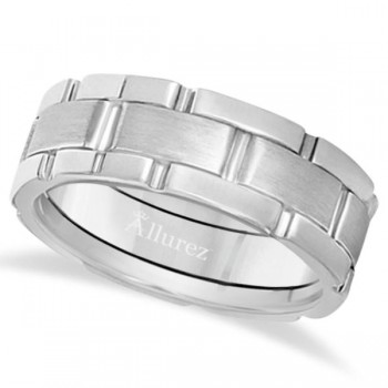 Unique Wedding Band Comfort-Fit in 14k White Gold (8.5mm)
