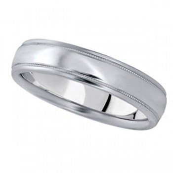 Men's Carved Wedding Band in 14k White Gold (5mm)