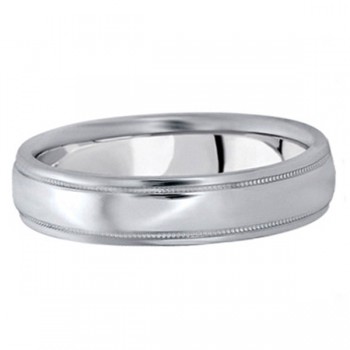 Men's Carved Wedding Band in 14k White Gold (5mm)