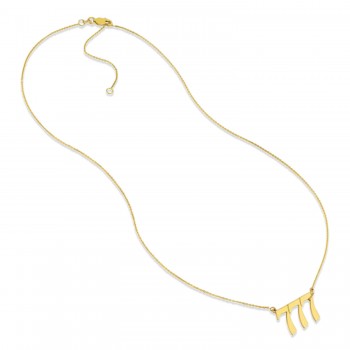 Lucky Angel Number 777 Pendant Necklace 14K Yellow Gold