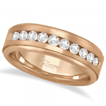 Men's Channel Set Diamond Ring Wedding Band 14kt Rose Gold (1/4ct)