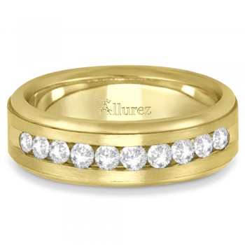Men's Channel Set Diamond Ring Wedding Band 14kt Yellow Gold (1/4ct)