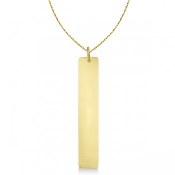 Name Plate Pendant Vertical Bar Necklace 14k Yellow Gold