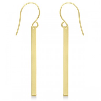 Fishhook Dangling Bar Earrings in 14k Yellow Gold