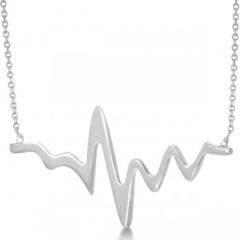 Adjustable Heartbeat Pendant Necklace in 14k White Gold