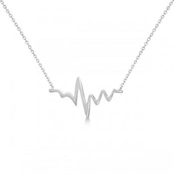 Adjustable Heartbeat Pendant Necklace in 14k White Gold