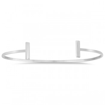 T Shape Cuff Bangle Bracelet 14k White Gold