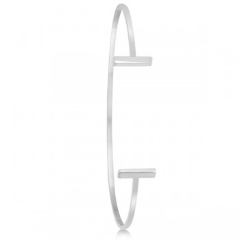 T Shape Cuff Bangle Bracelet 14k White Gold