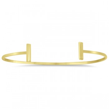 T Shape Cuff Bangle Bracelet 14k Yellow Gold