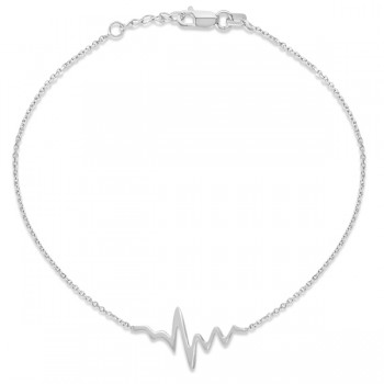 Adjustable Heartbeat Bracelet in 14k White Gold