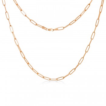 Flat Wire Long Paperclip Link Forzentina Chain Necklace Rose Vermeil