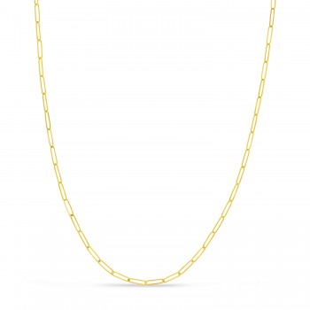 Handmade Elongated Paperclip Link Chain Necklace 14k Yellow Gold