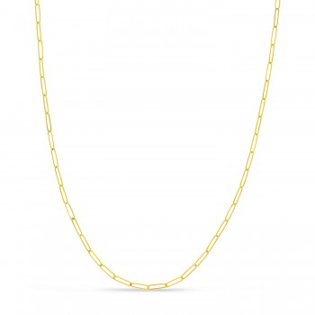 Handmade Elongated Paperclip Link Chain Necklace 14k Yellow Gold