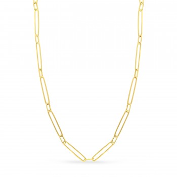 Paperclip Chain Necklace With Lobster Lock 14k Yellow Gold
