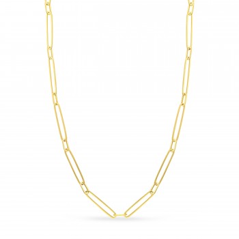 Paperclip Chain Necklace With Lobster Lock 14k Yellow Gold