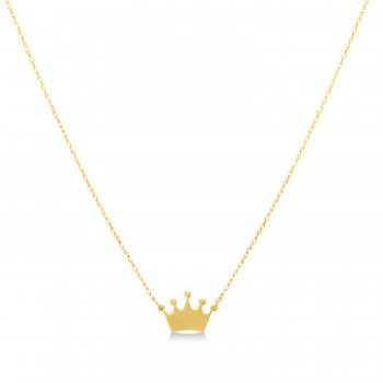 Crown Center Pendant Necklace 14k Yellow Gold