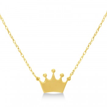 Crown Center Pendant Necklace 14k Yellow Gold