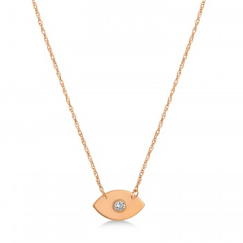 Diamond Evil Eye Pendant Necklace 14k Rose Gold (0.03ct)