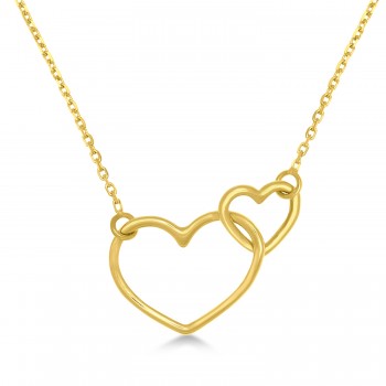 Interwoven Open Hearts Pendant Necklace 14k Yellow Gold