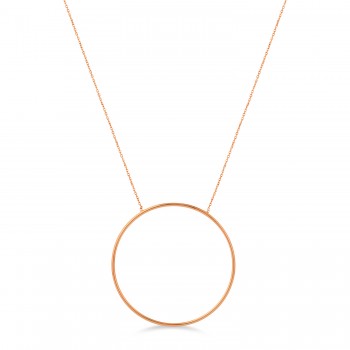 Extra Large Circle Pendant Necklace 14k Rose Gold