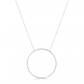 Extra Large Circle Pendant Necklace 14k White Gold